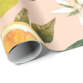 Naadloos waterverf patroon met tangerines cadeaupapier (Rol Hoek)