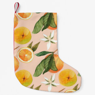 Naadloos waterverf patroon met tangerines kleine kerstsok