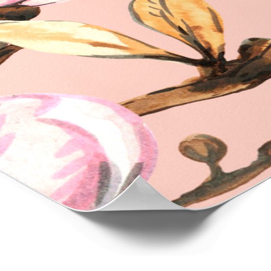 Naadloos waterverf patroon met vertakkingen van ma poster (Hoek)