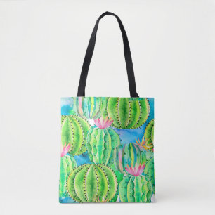 Naadloos waterverf patroon van cactussen. Floral s Tote Bag