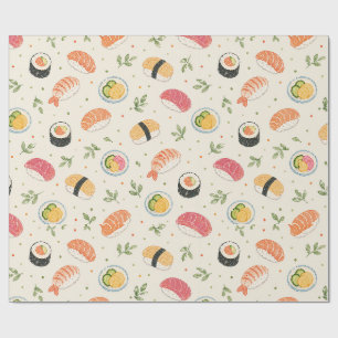 Naadloos waterverf sushi patroon met nigiri rol cadeaupapier