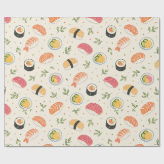 Naadloos waterverf sushi patroon met nigiri rol cadeaupapier