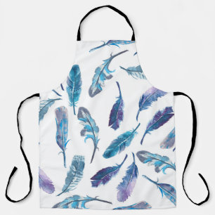 Naadloos waterverf vederpatroon schort