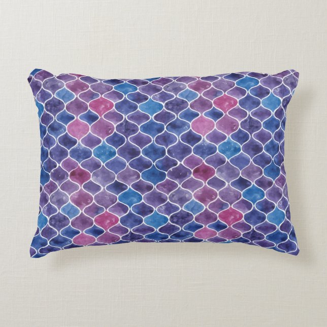 Naadloos waterverf violet patroon accent kussen (Voorkant)