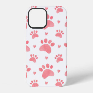 Naadloos waterverfpatroon van kattenpootjes iPhone 12 hoesje