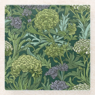 Naadloos William Morris stijl bloempatroon Glazen Onderzetter