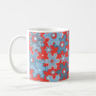 Naadloos winter blauw koraal patroon sneeuwvlokken koffiemok