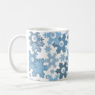 Naadloos winter lichtblauw wit patroon sneeuwvlok koffiemok