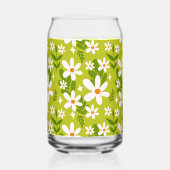 Naadloos wit daisy patroon blikvorm glas (Voorkant)