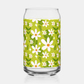 Naadloos wit daisy patroon blikvorm glas (Achterkant)