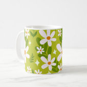 Naadloos wit daisy patroon koffiemok (Voorkant links)