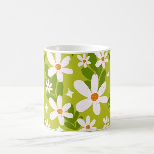 Naadloos wit daisy patroon koffiemok (Center)