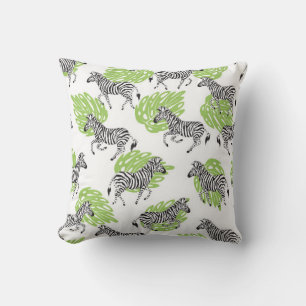 Naadloos wit patroon met zebras. illustratie kussen