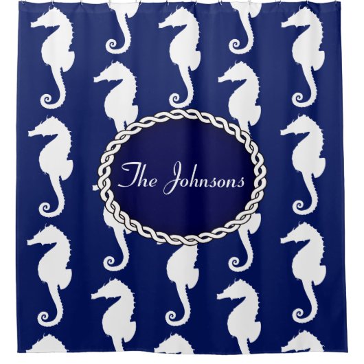 Naadloos zeepaardpatroon douchegordijn (Voorkant)