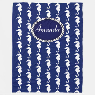 Naadloos zeepaardpatroon fleece deken