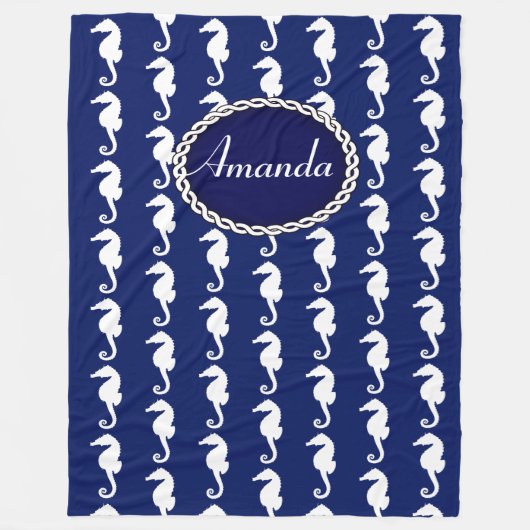 Naadloos zeepaardpatroon fleece deken (Voorkant)