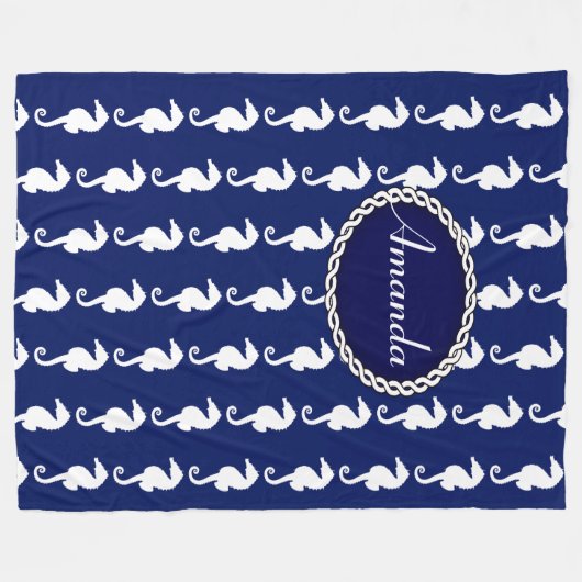 Naadloos zeepaardpatroon fleece deken (Voorkant (Horizontaal))