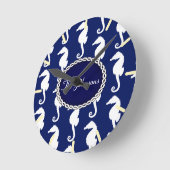 Naadloos zeepaardpatroon ronde klok (Hoek)