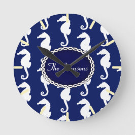 Naadloos zeepaardpatroon ronde klok