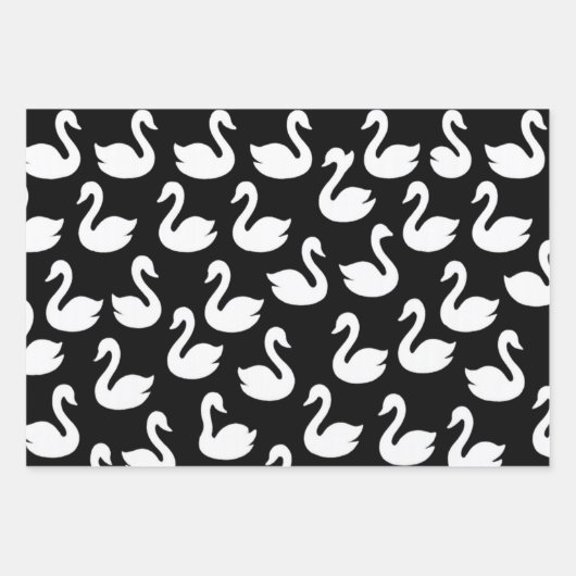 naadloos zwaansilhouet inpakpapier vel (Voorkant 2)