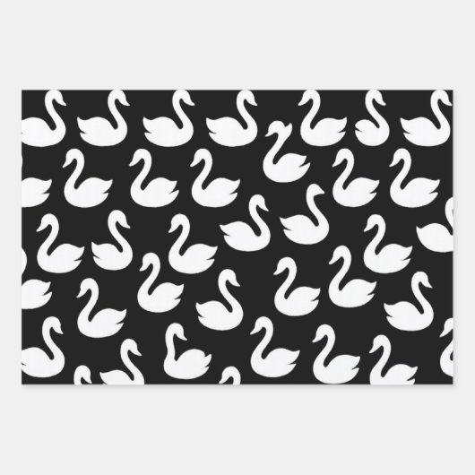 naadloos zwaansilhouet inpakpapier vel (Voorkant 3)