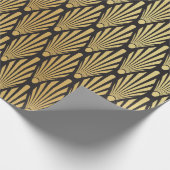 Naadloos zwart en gouden Art Deco-palmbladpatroon Cadeaupapier (Hoek)