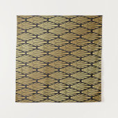 Naadloos zwart en gouden Art Deco palmbladpatroon Wandkleed (Voorkant (horizontaal))