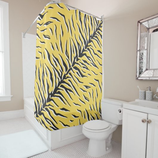 Naadloos  zwart-gele tijgerpatroon. S Douchegordijn (In situ)