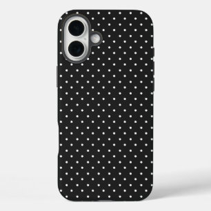 Naadloos zwart-wit stippenpatroon  iPhone 16 plus hoesje