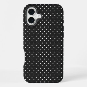 Naadloos zwart-wit stippenpatroon iPhone 16 plus hoesje