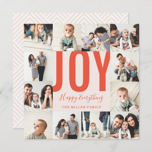 Naadloze 12 foto Joy Happy All Red Blush Feestdagenkaart (Voorkant / Achterkant)