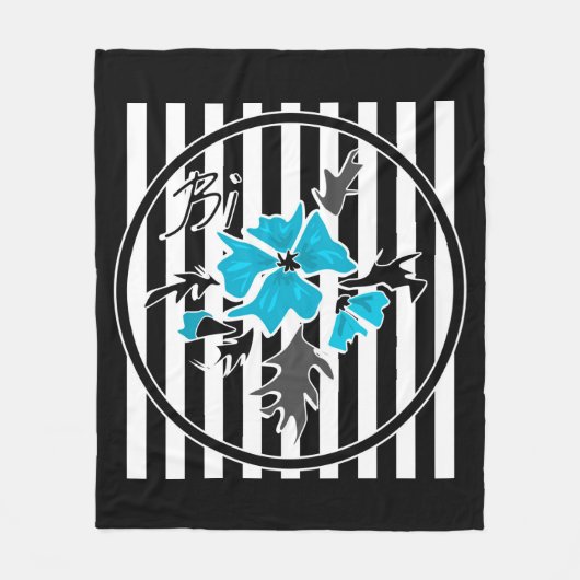 Naadloze abstracte blauwe bloemen wit zwart fleece deken (Voorkant)