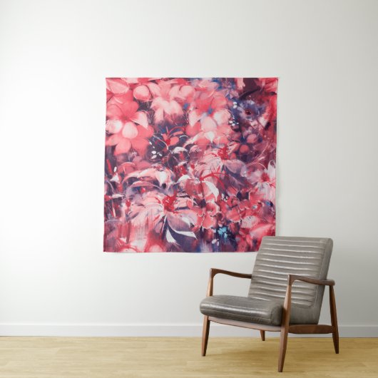 naadloze abstracte bloemen, olieverschilderende st wandkleed (In situ)