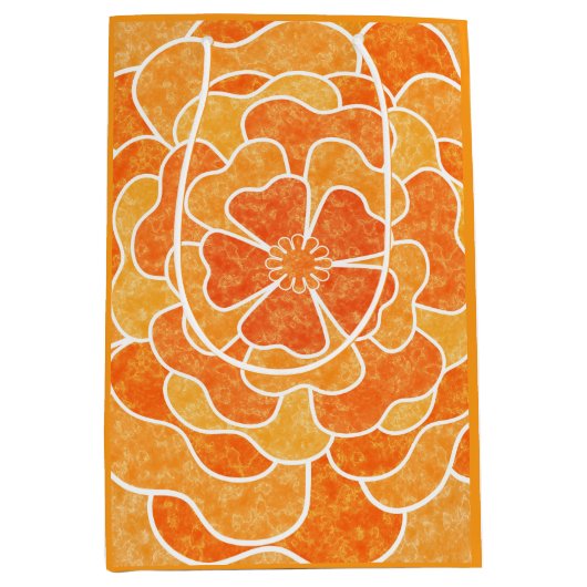 Naadloze abstracte bloemen wit oranje colo medium cadeauzakje (Voorkant)