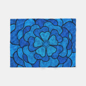 Naadloze abstracte bloemen zwarte blauwe kleur fleece deken (Voorkant (Horizontaal))