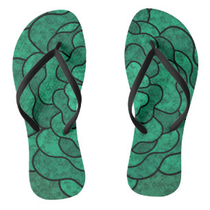 Naadloze abstracte bloemen zwarte groene kleur teenslippers