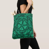 Naadloze abstracte bloemen zwarte groene kleur tote bag (Dichtbij)
