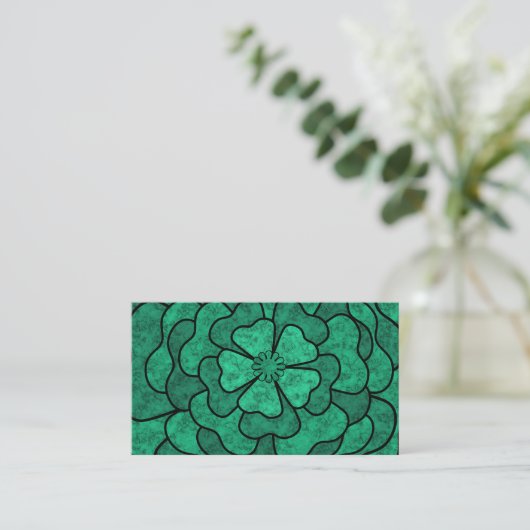 Naadloze abstracte bloemen zwarte groene kleur visitekaartje (Staand voorkant)