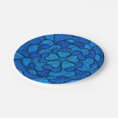 Naadloze abstracte bloemen zwarte marinekleur papieren bordje (Gekanteld)