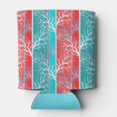 Naadloze abstracte bomen vertakken de blauwe rode  blikjeskoeler (Achterkant)