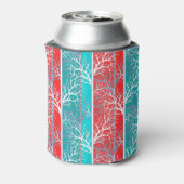 Naadloze abstracte bomen vertakken de blauwe rode  blikjeskoeler (Blikje Achterkant)