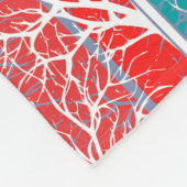 Naadloze abstracte bomen vertakken de blauwe rode  fleece deken (Hoek)