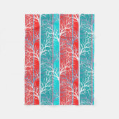 Naadloze abstracte bomen vertakken de blauwe rode  fleece deken (Voorkant)