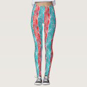Naadloze abstracte bomen vertakken de blauwe rode  leggings (Voorkant)