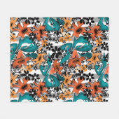 Naadloze abstracte cartoon schattige bloemen bloem fleece deken (Voorkant (Horizontaal))