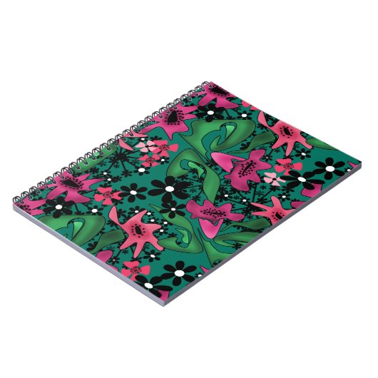 Naadloze abstracte cartoon schattige bloemen bloem notitieboek (Linkerzijde)