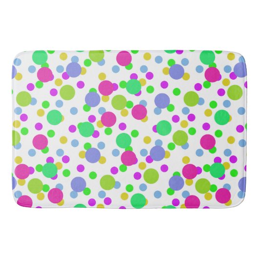Naadloze abstracte cirkels met leuke confetti stip badmat (Voorkant)