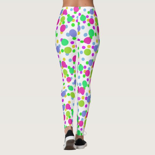 Naadloze abstracte cirkels met leuke confetti stip leggings (Achterkant)