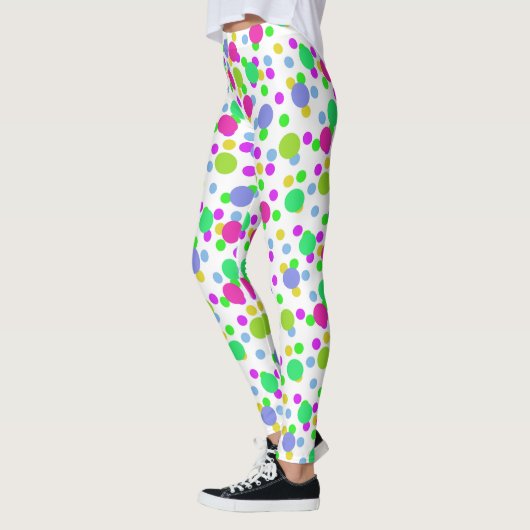 Naadloze abstracte cirkels met leuke confetti stip leggings (Links)