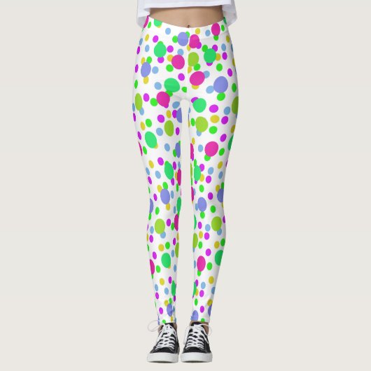 Naadloze abstracte cirkels met leuke confetti stip leggings (Voorkant)